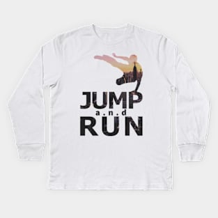 Jump and Run Cityscape Kids Long Sleeve T-Shirt